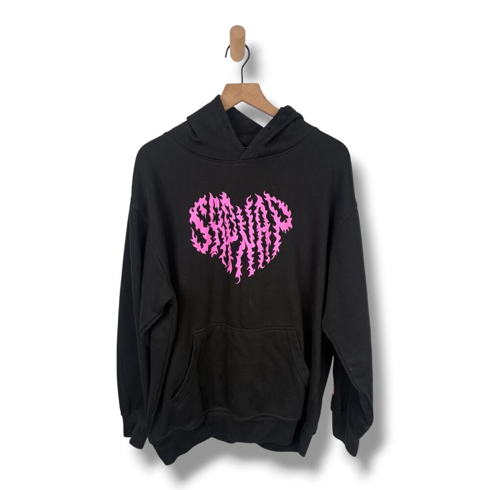 2 FOR $30 | Sapnap Black Pink Flame Heart Hoodie Large Valentines Day Edition